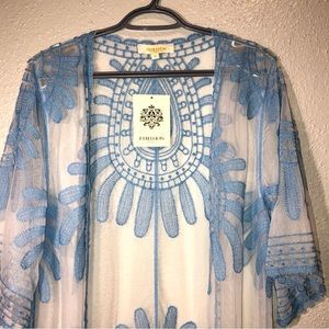 REBELLION Again Blue Graphic Cardigan Size Medium New W.T.